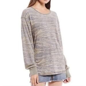 Free People Faded Burnout Tiger Camo Long Sleeve Shirt Women's XS